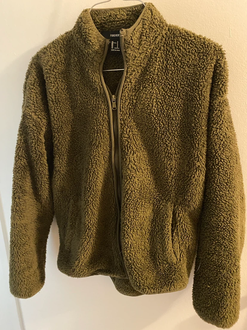 Forever 21 Olive Green Sherpa Jacket