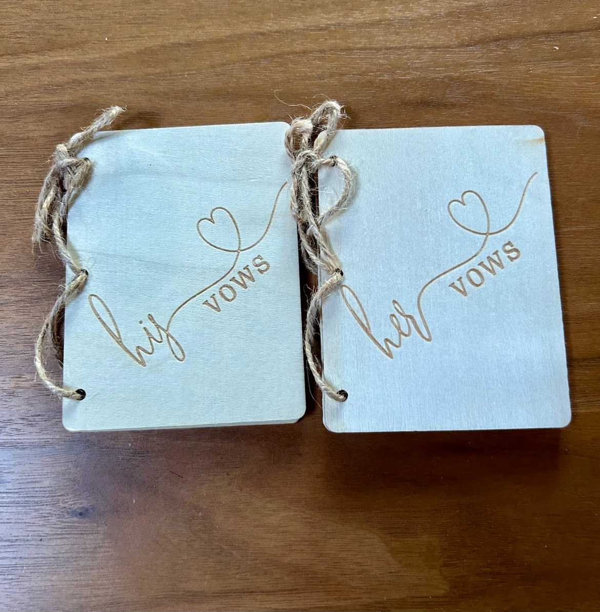 His and Her Wooden Vow Books - new