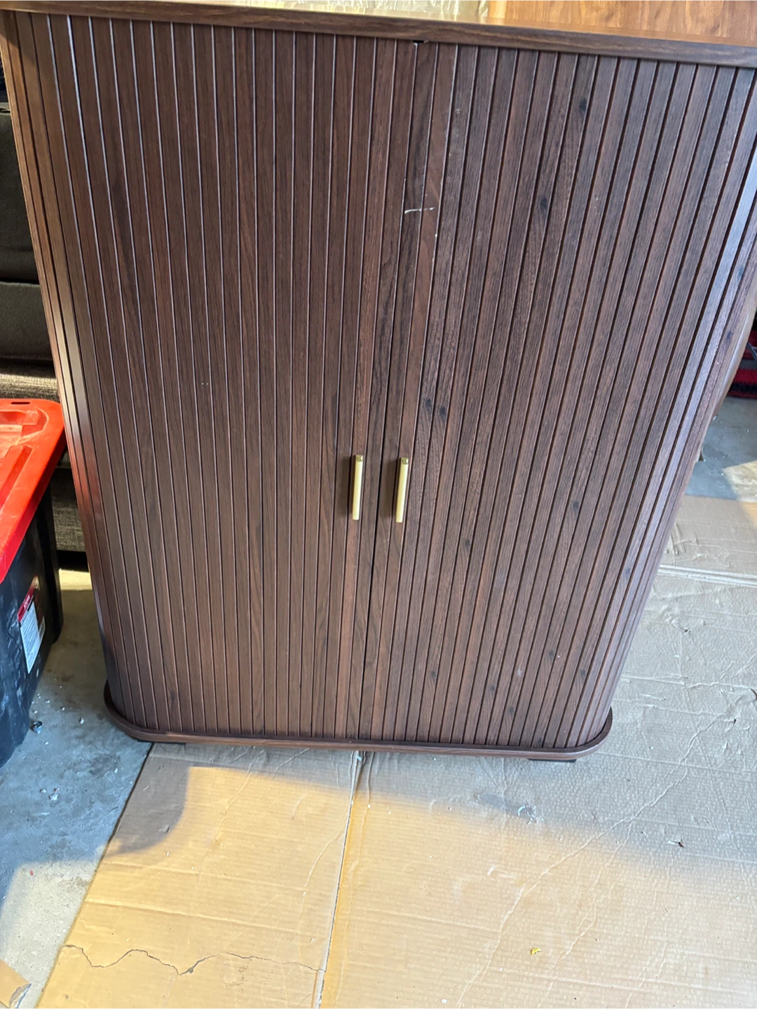 Storage  Cabinet with Fluted Tambour Doors