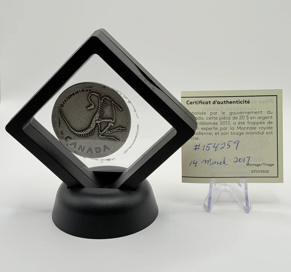 2017 Royal Canadian Mint $20 Ornithomimus Silver Coin - photo 2