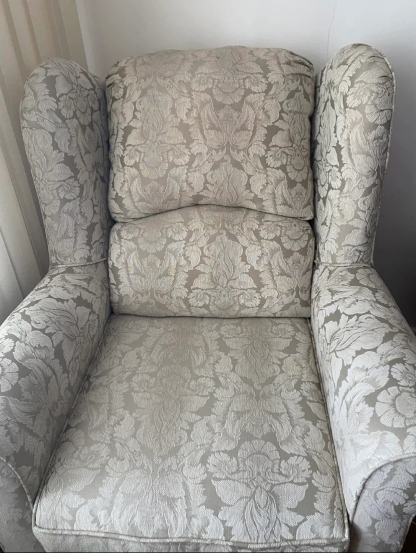 Classic Wingback Armchair with Floral Pattern