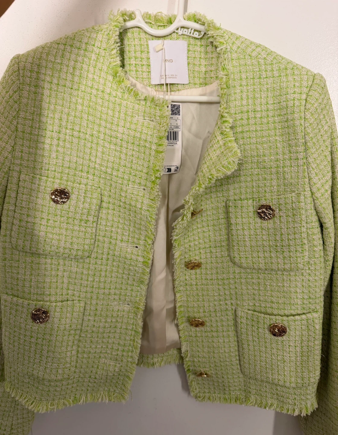 New Mango Green Wintour Tweed Jacket