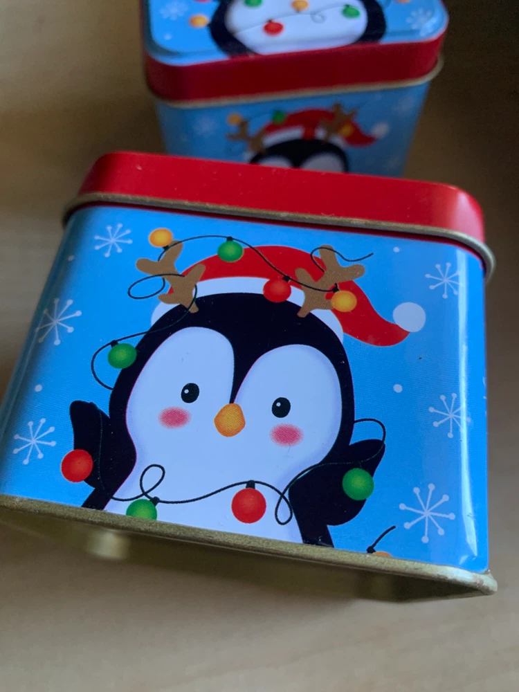 Set of 2 Christmas Penguin Tin Boxes - photo 2