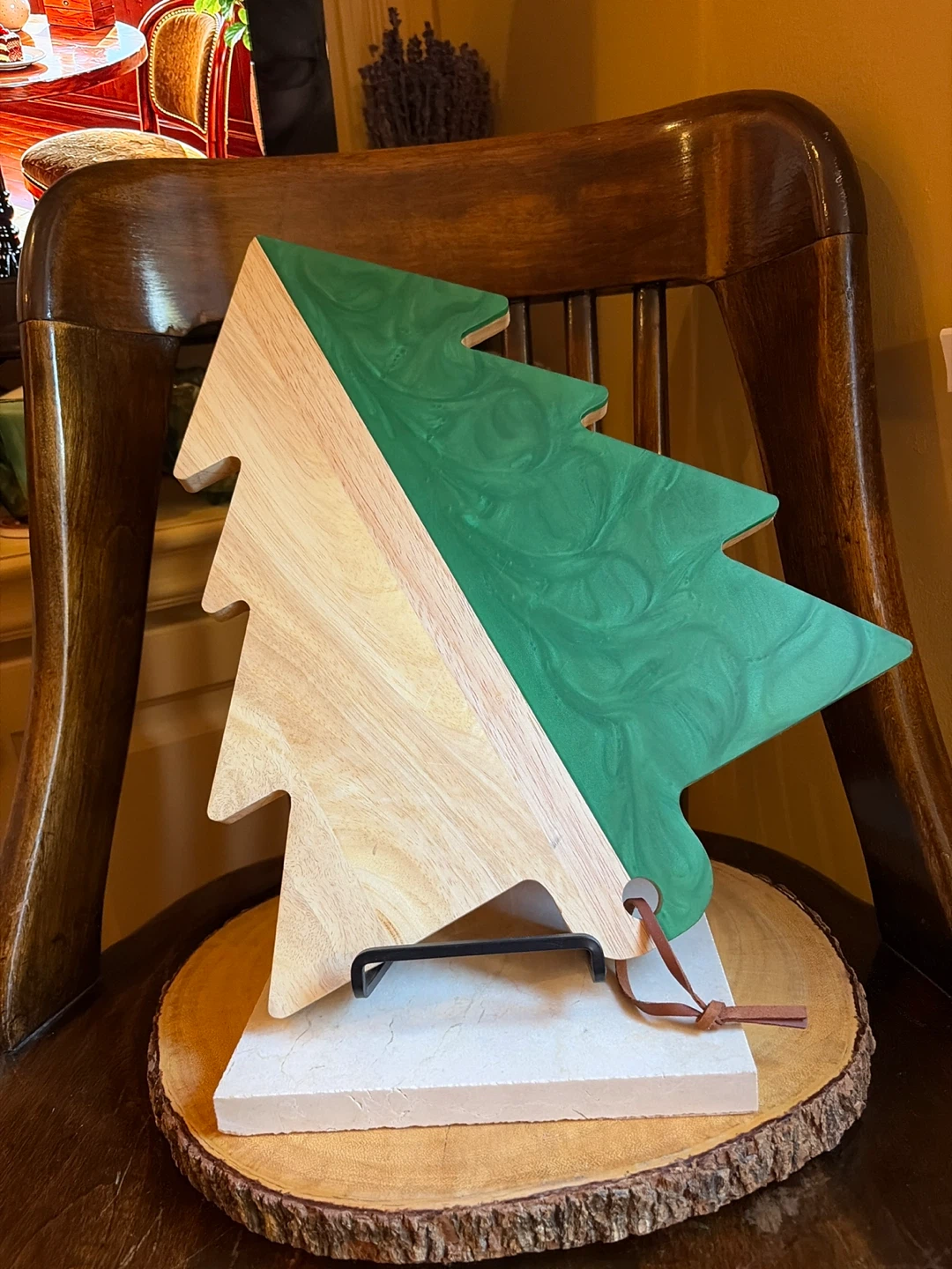 Christmas Tree Wood and Resin Serving Board
