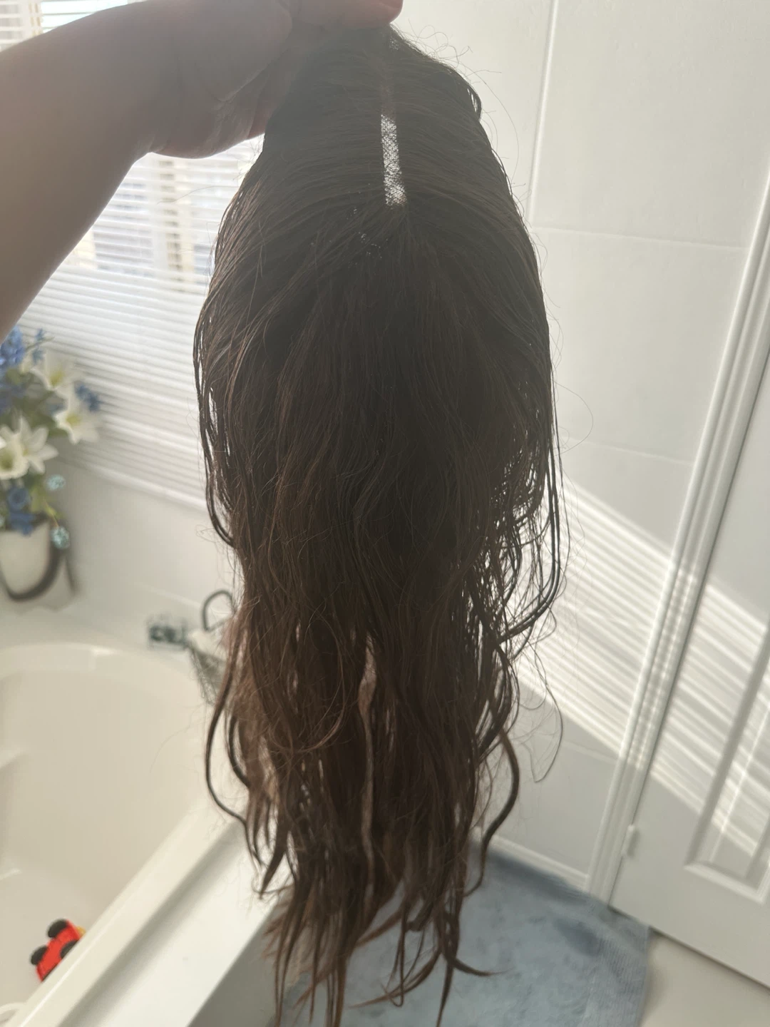 Used Long Wavy Brown Highlight Lace Front Wig - photo 2