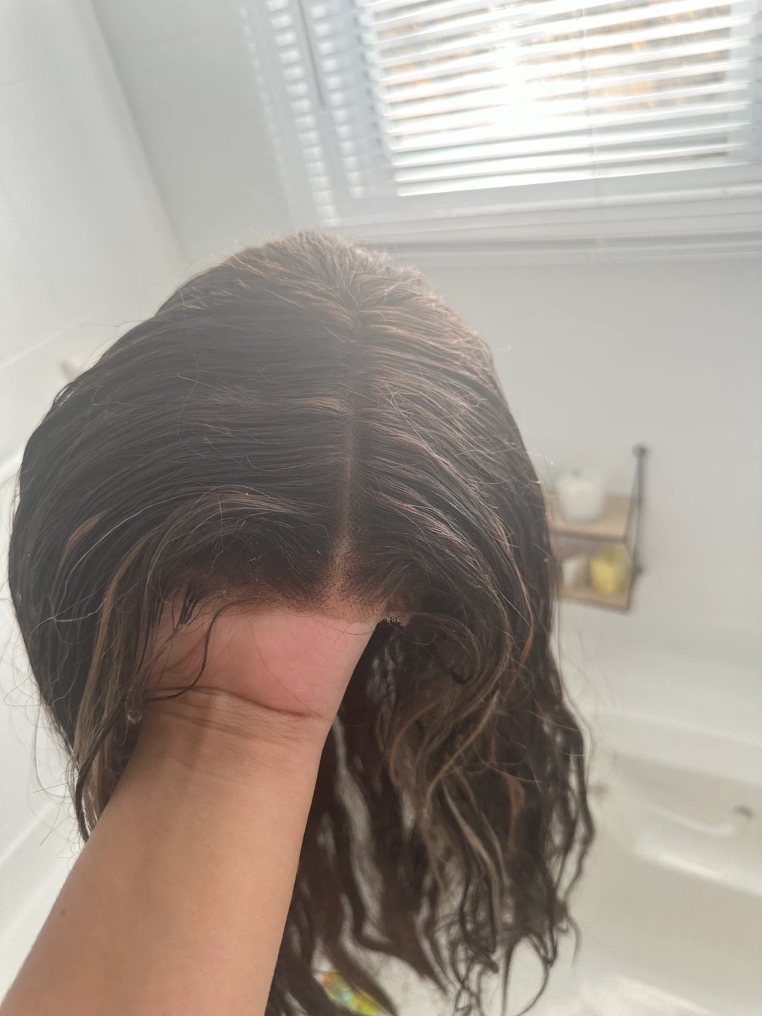 Used Long Wavy Brown Highlight Lace Front Wig - photo 3
