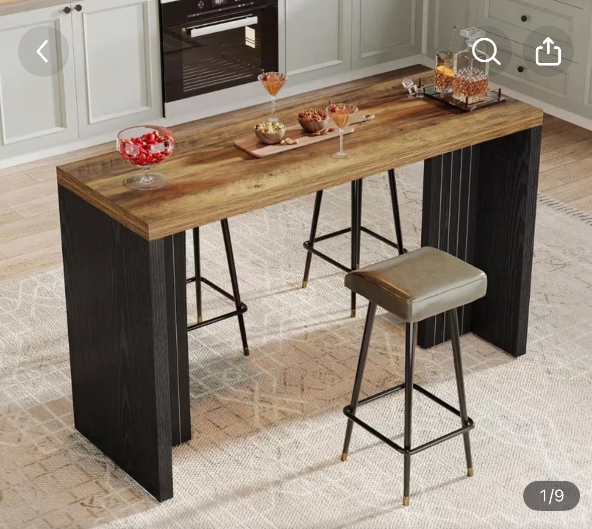 Rustic Wood Bar Table with Metal Accents