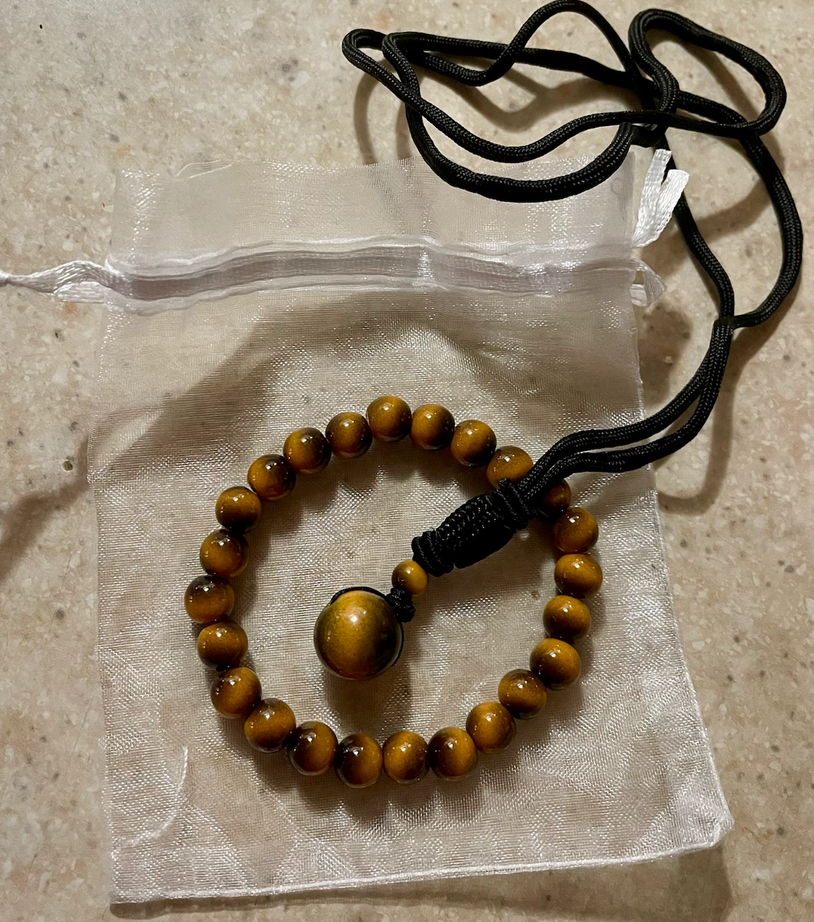 Tiger Eye Stone Bead Bracelet & Necklace