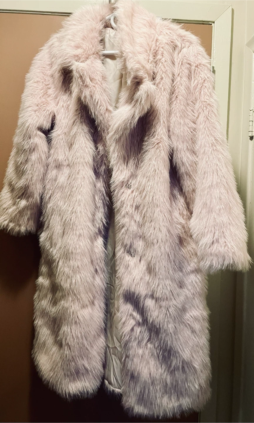 Pink Faux Fur Long Coat