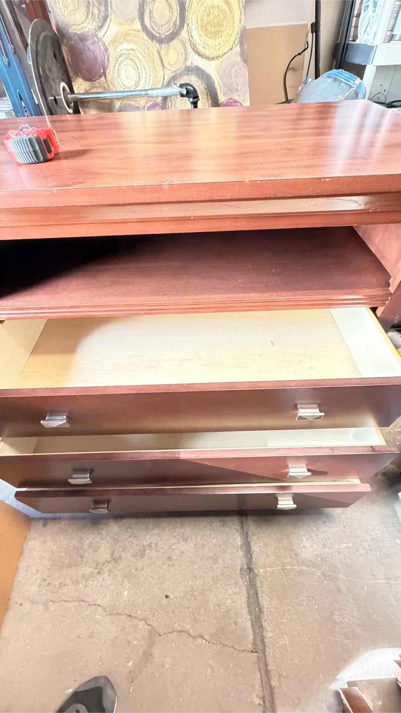 Wood Grain Media Stand with Drawers