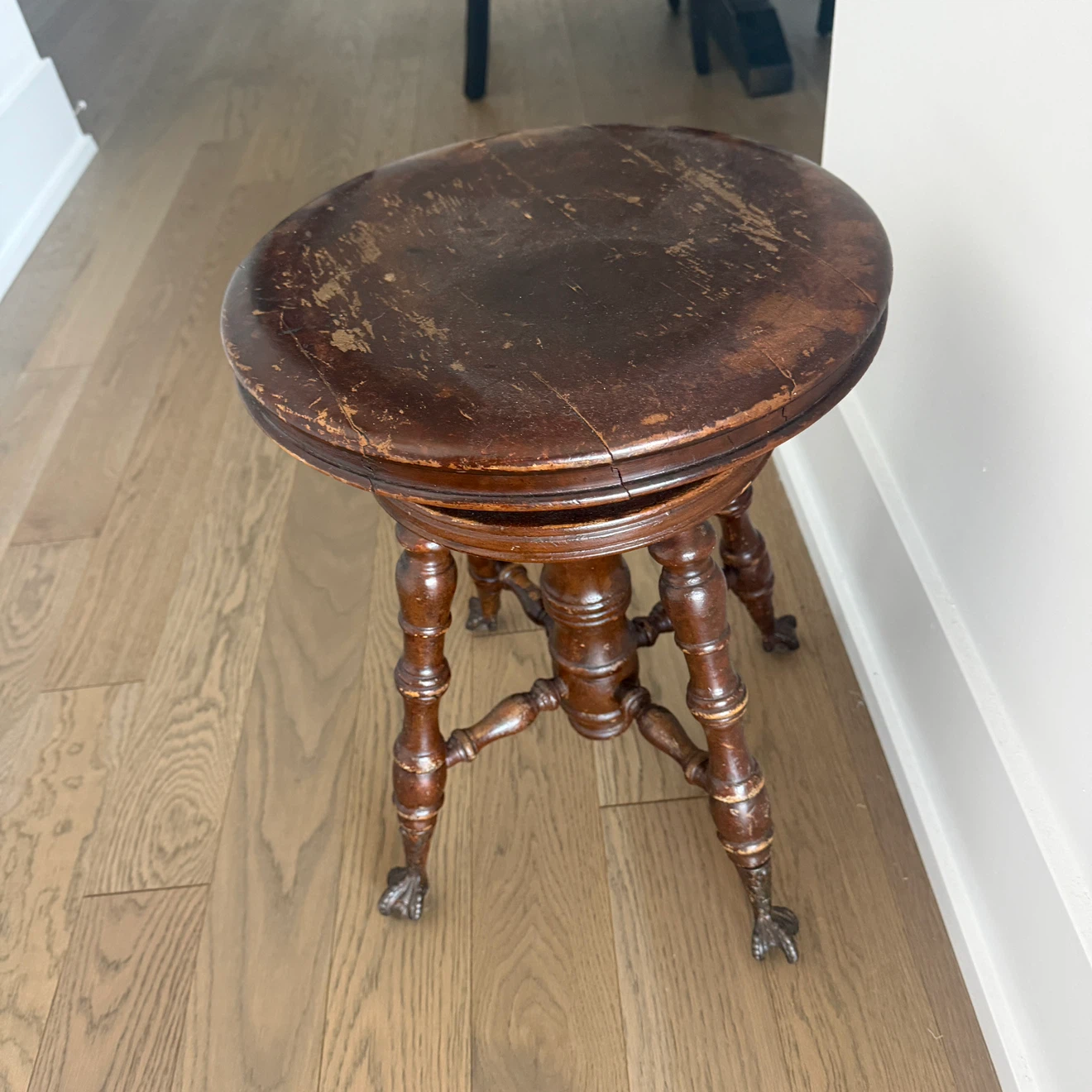 Vintage wooden piano stool