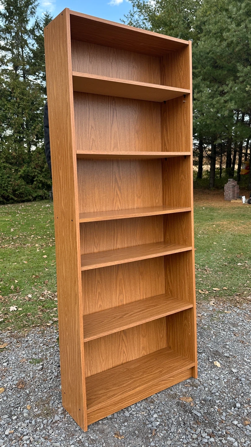 Tall Oak Finish Bookcase with Adjustable Shelves (CAN DELIVER) - photo 2
