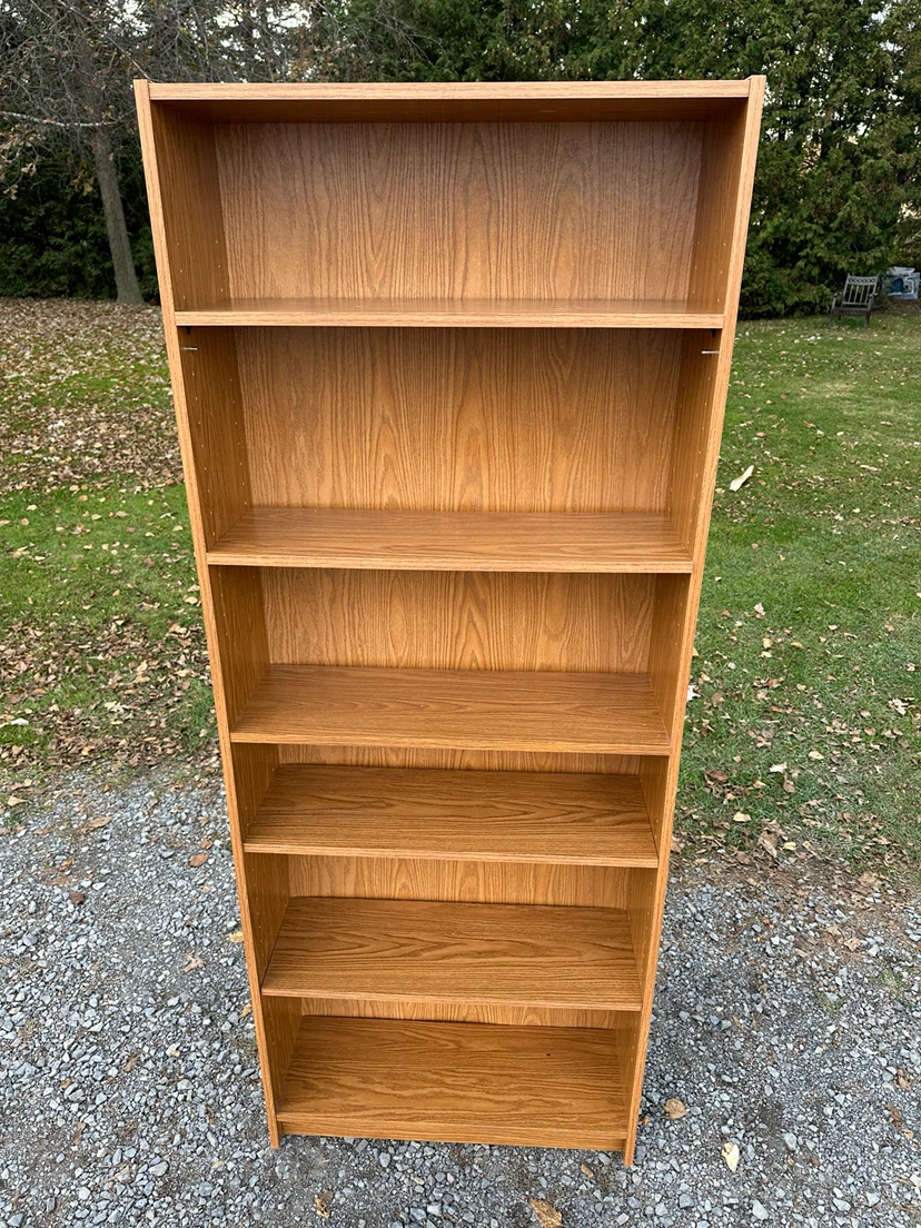 Tall Oak Finish Bookcase with Adjustable Shelves (CAN DELIVER) - photo 4