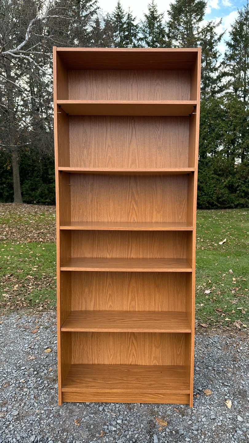 Tall Oak Finish Bookcase with Adjustable Shelves (CAN DELIVER) - photo 5