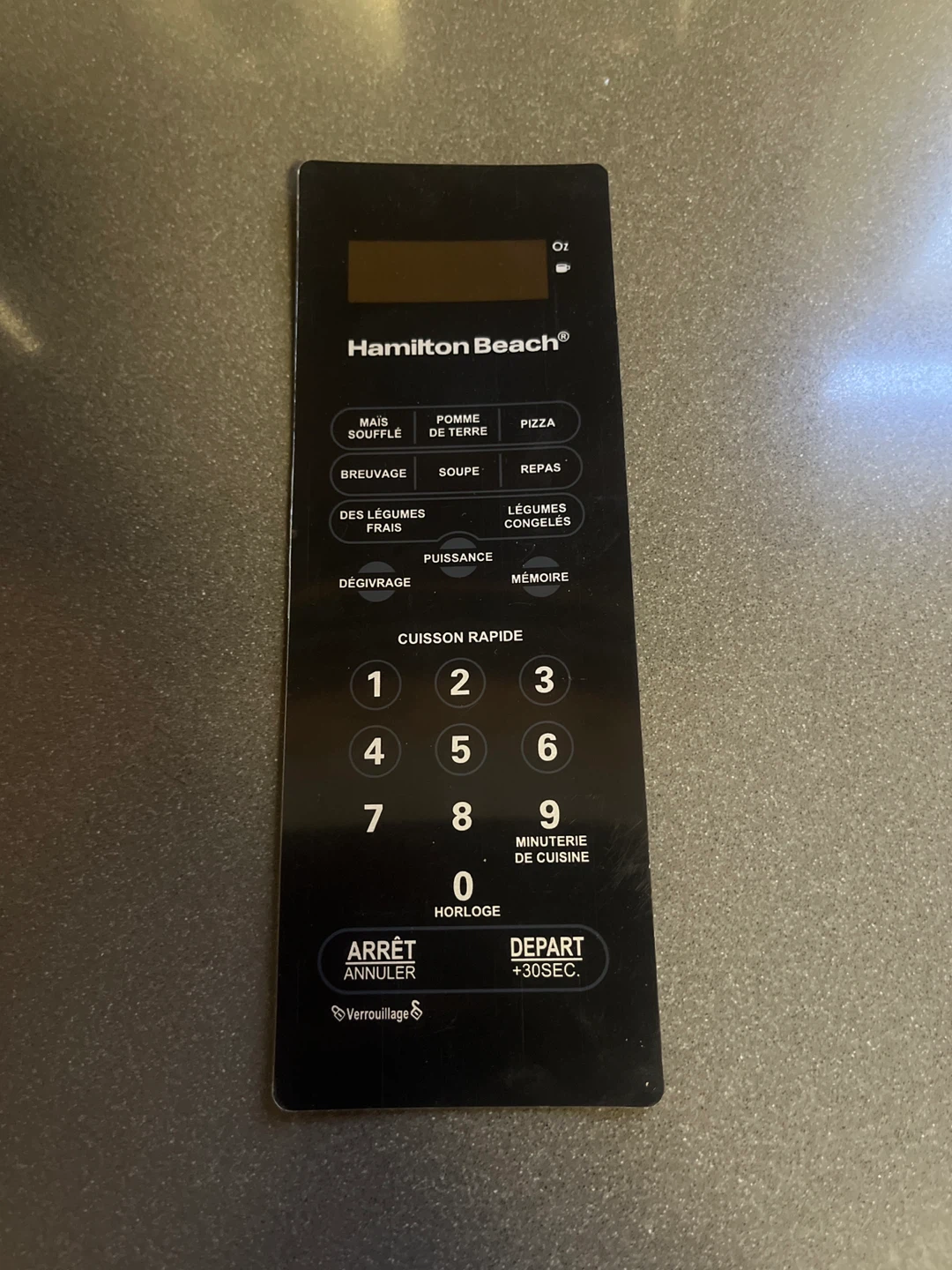 Hamilton Beach microwave function pad