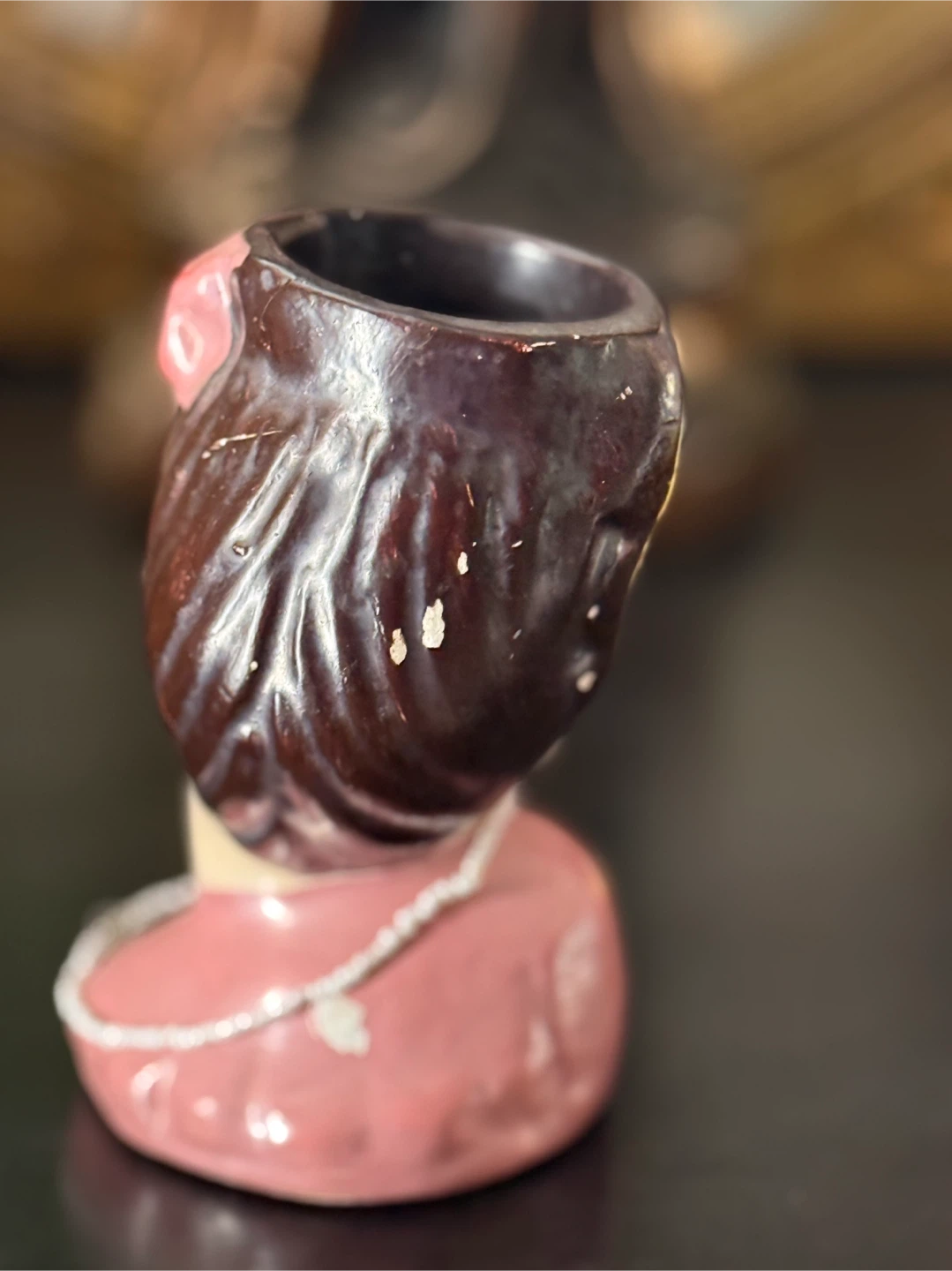 Vintage Japanese Ceramic Lady Head Planter - photo 2