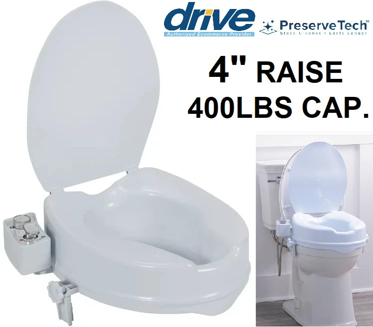 Drive Medical raised toilet seat with built-in bidet NEW