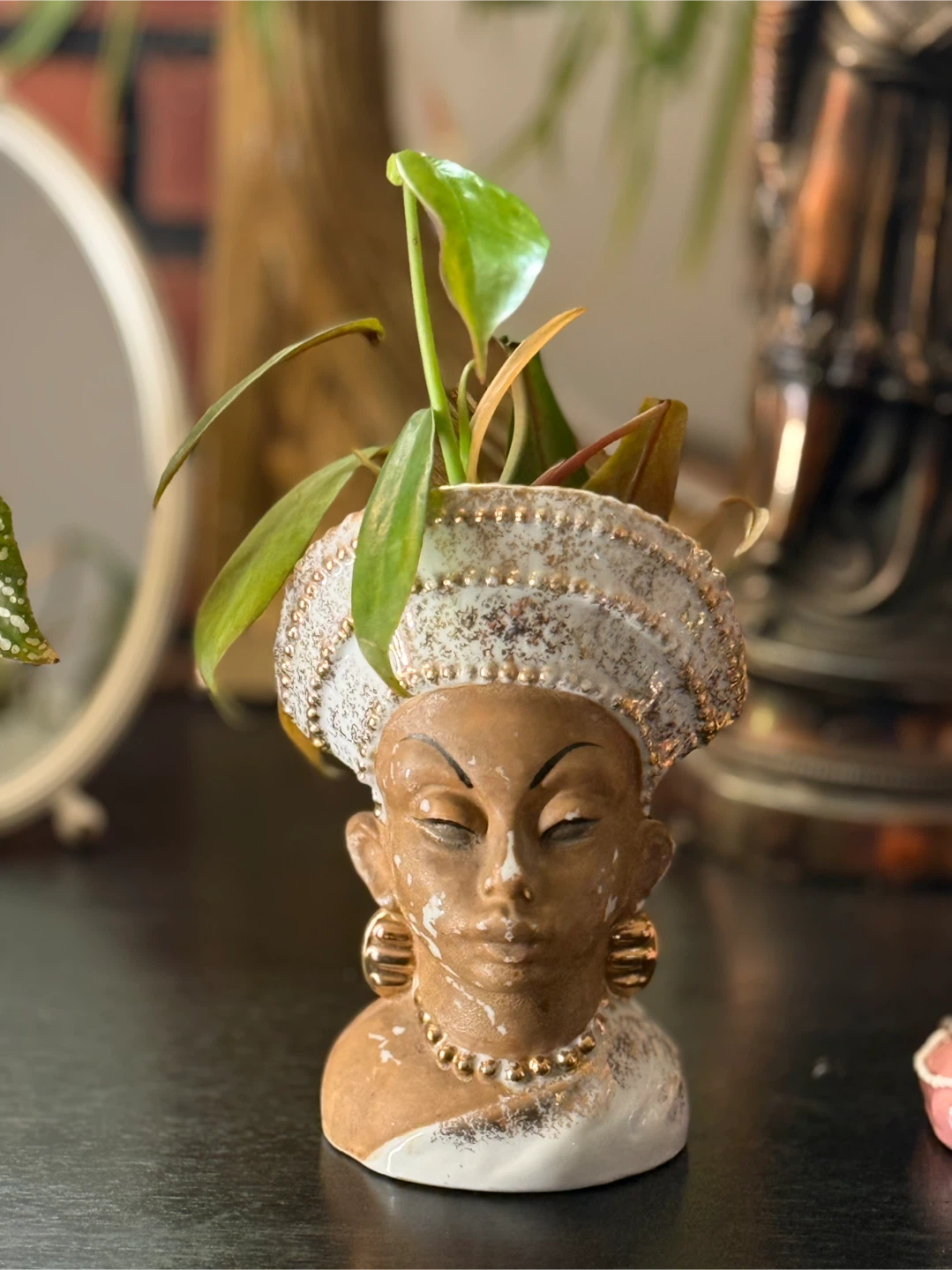 Japanese Vintage Ceramic Lady Head Planter - photo 3