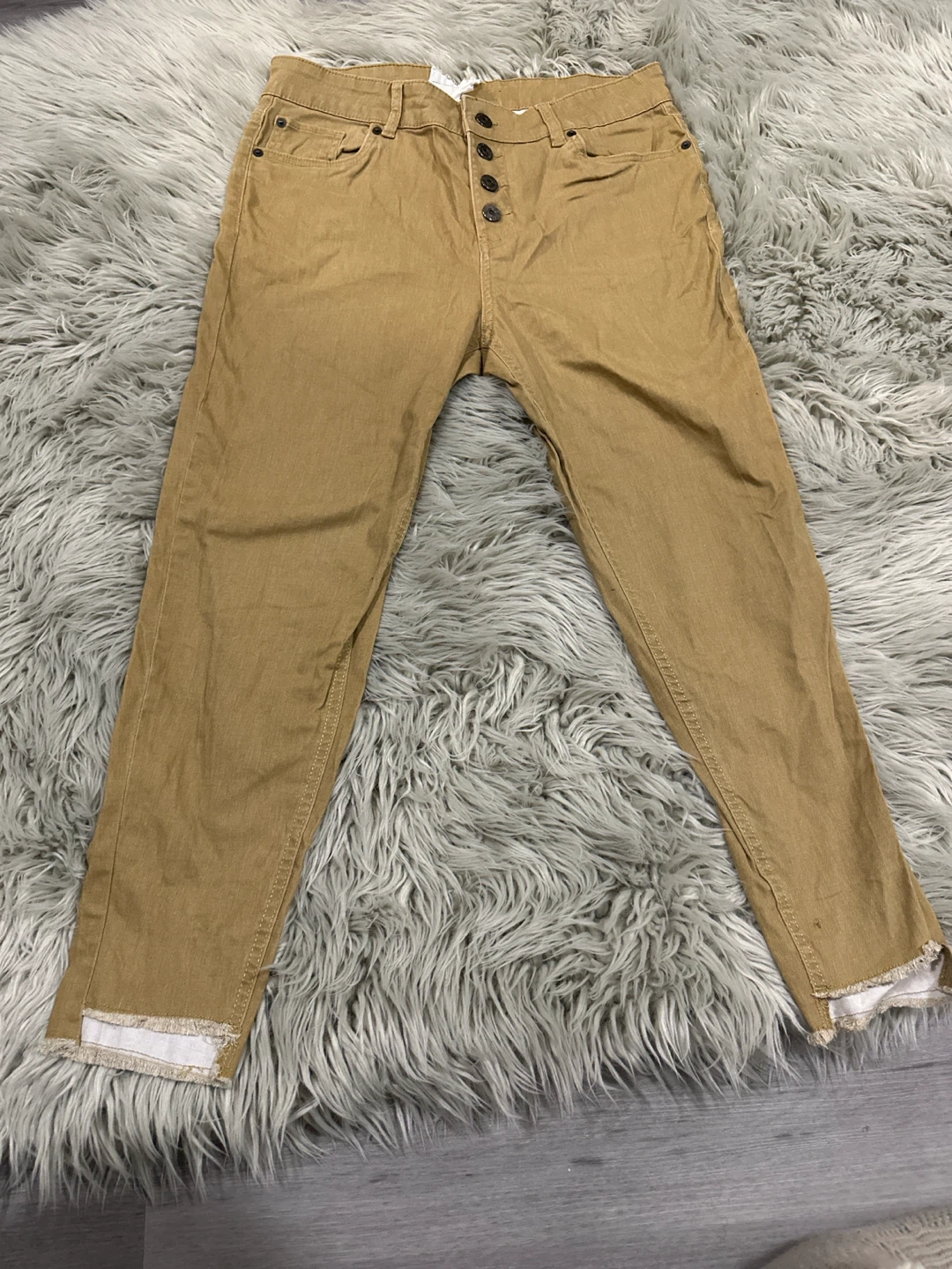 Tan Button-Fly Jeans