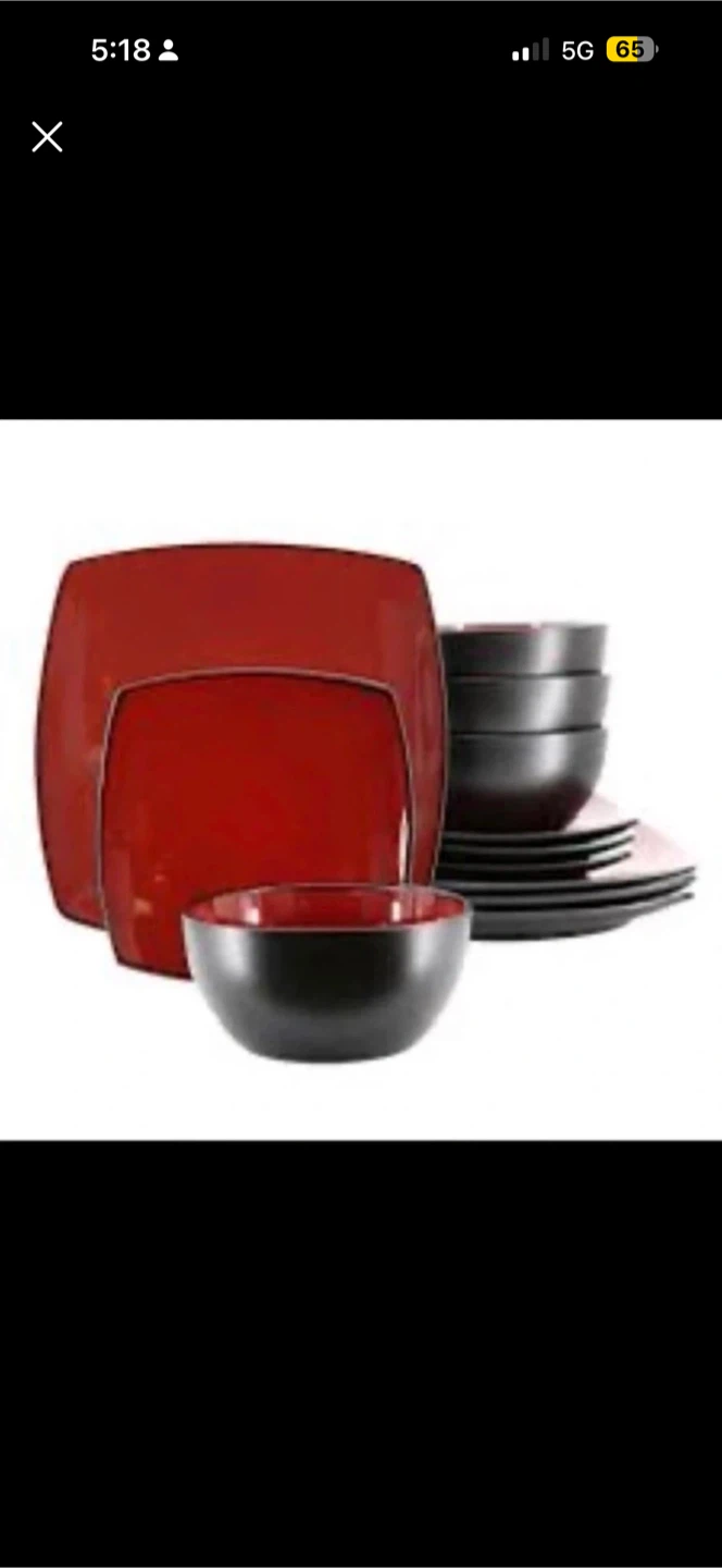 Gibson Home Red and Black Dinnerware Set
