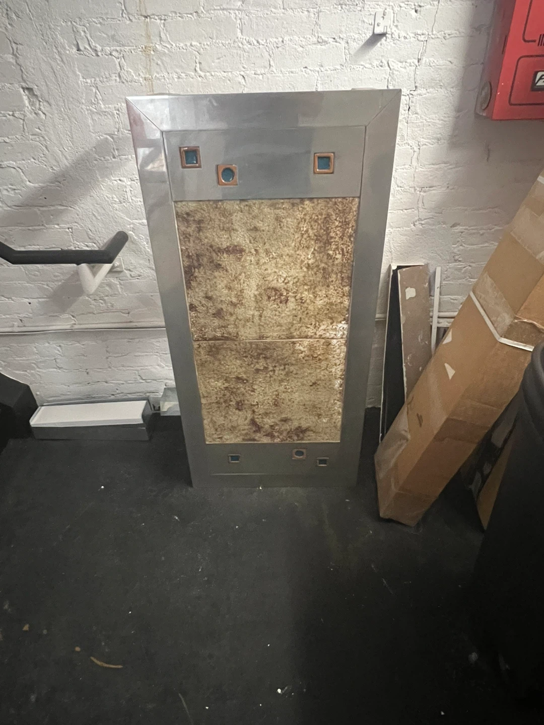Metal Accent Console Table with Stone Detail