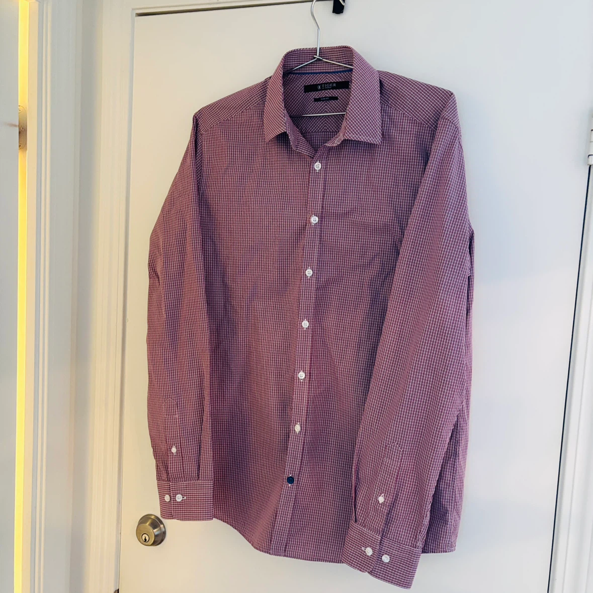 $300 Tiger of Sweden Red Gingham Shirt, Men’s 41 (M-L) - photo 2