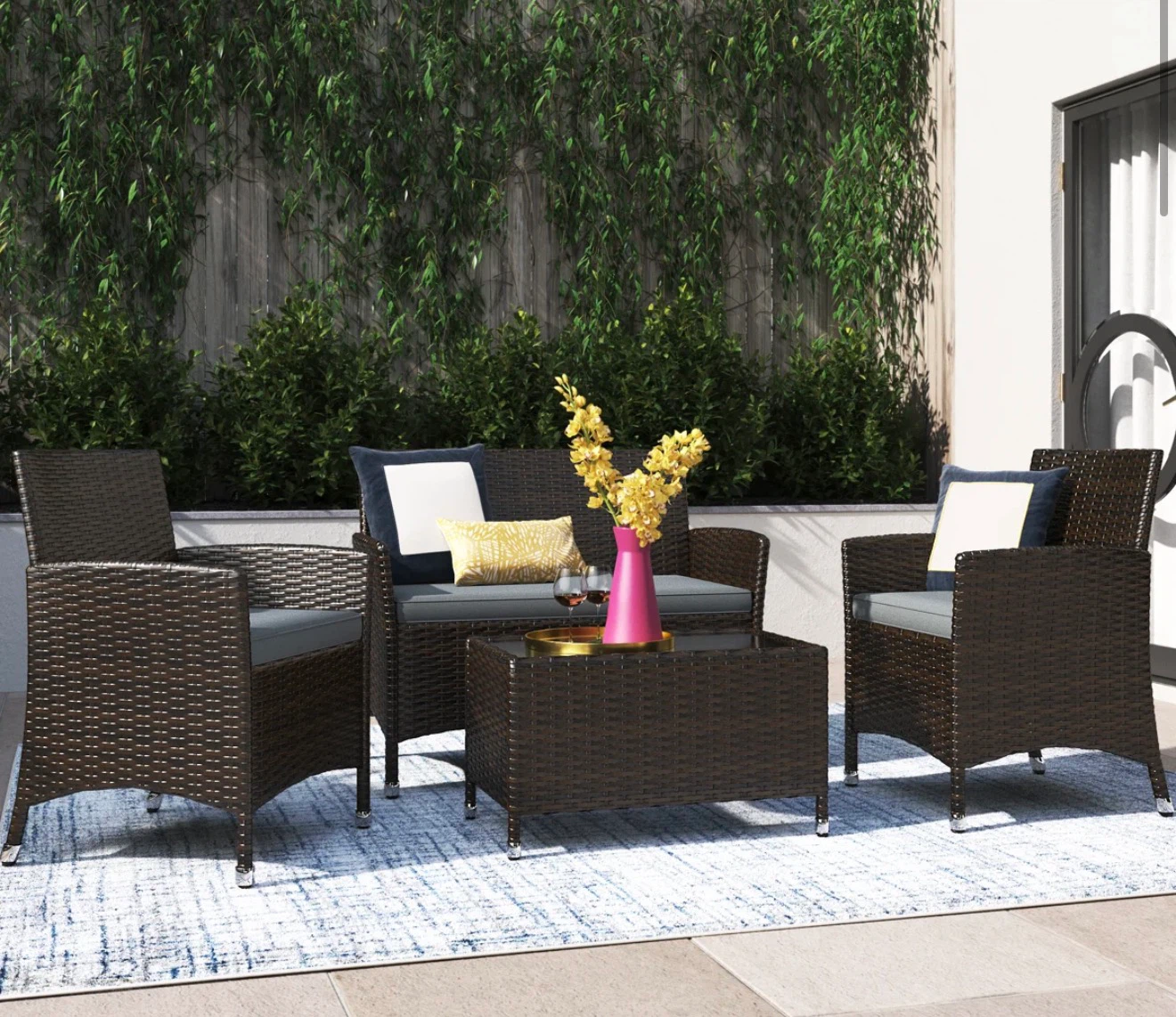 4-Piece Wicker Patio Furniture Set