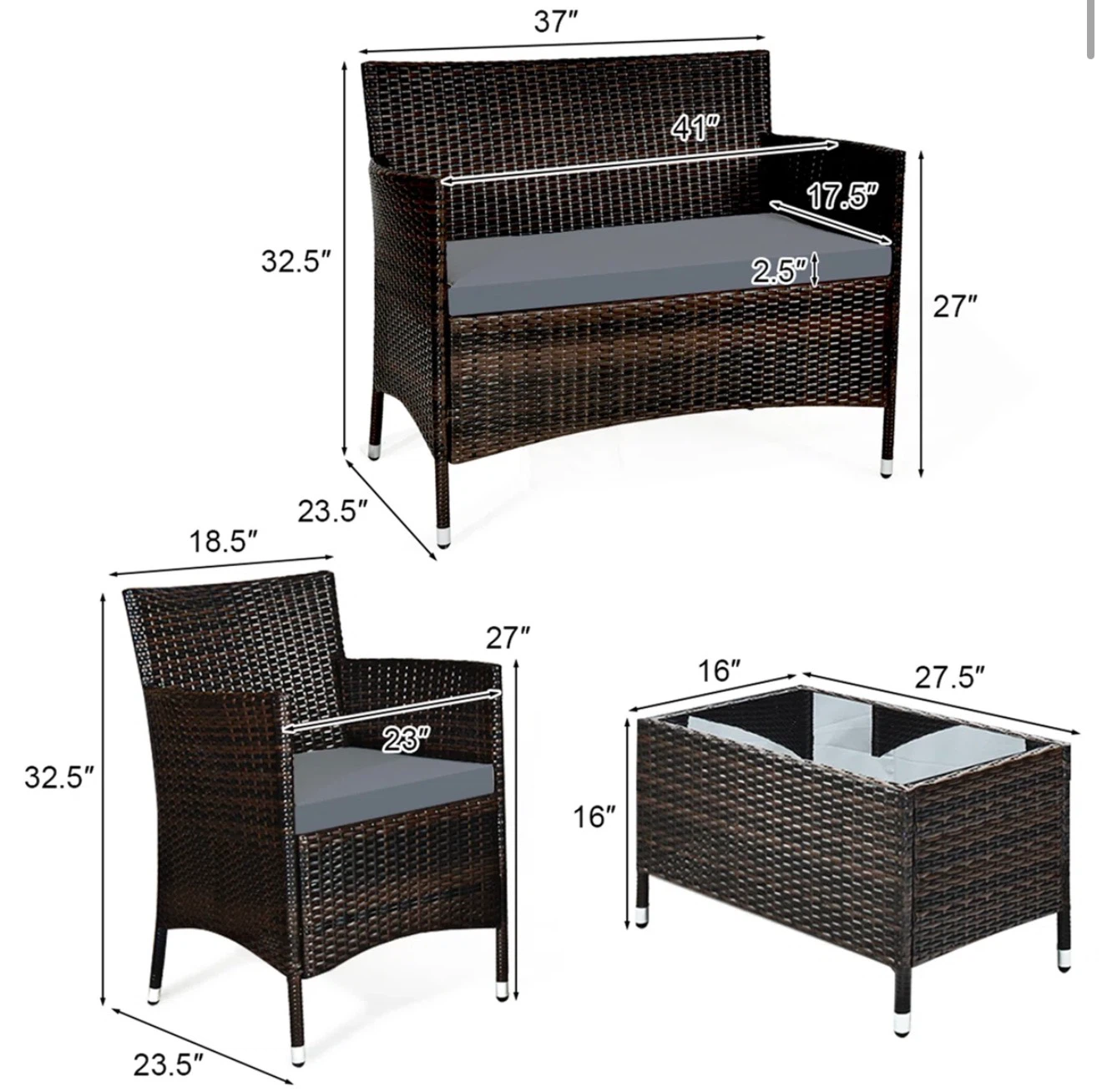 4-Piece Wicker Patio Furniture Set - photo 3