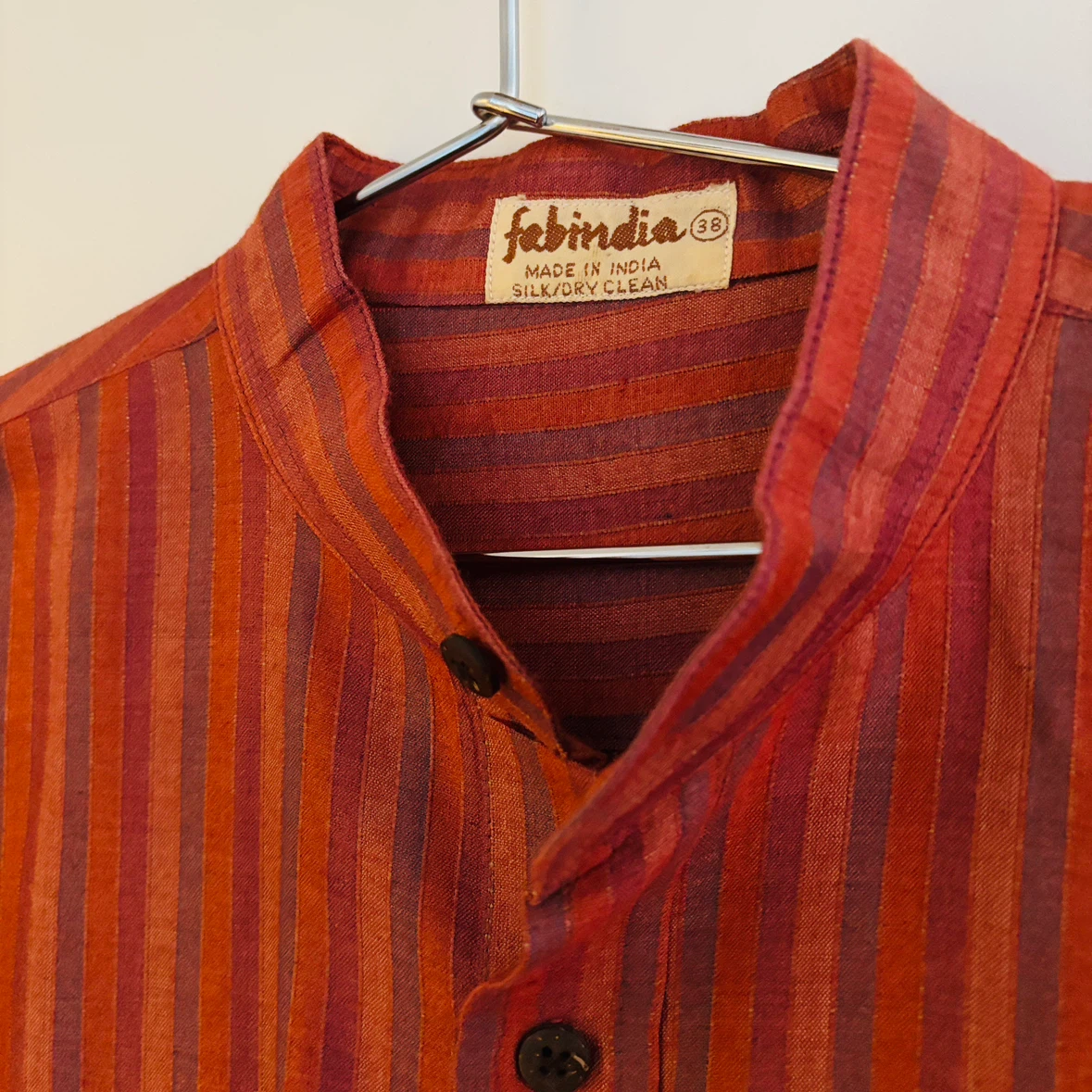 $350 Pure Raw Silk Fabindia Striped Shirt, Men’s M-L - photo 2