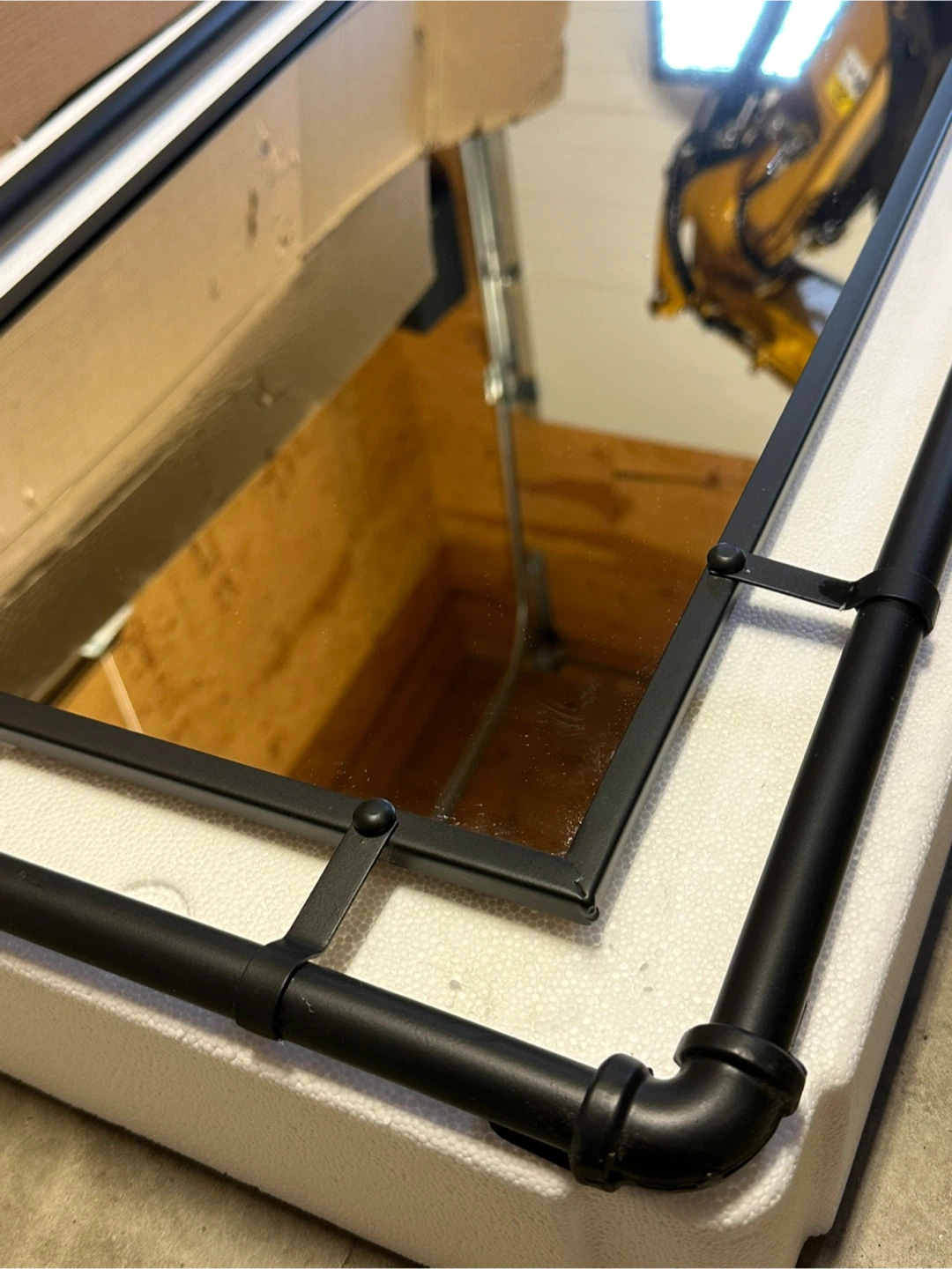 29.1" × 16.7" Industrial Black Metal Pipe Wall Mirror - photo 3