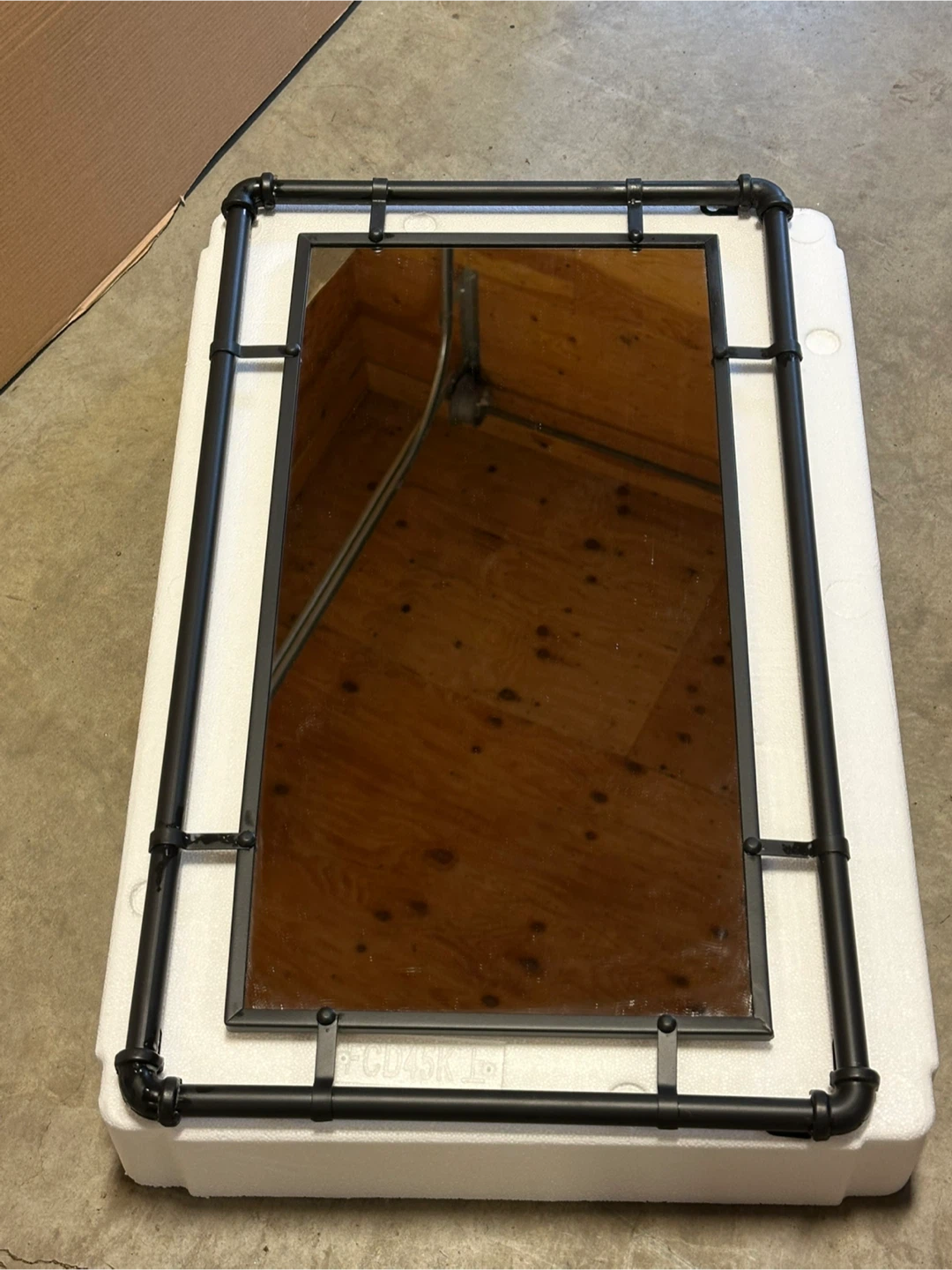 29.1" × 16.7" Industrial Black Metal Pipe Wall Mirror - photo 4