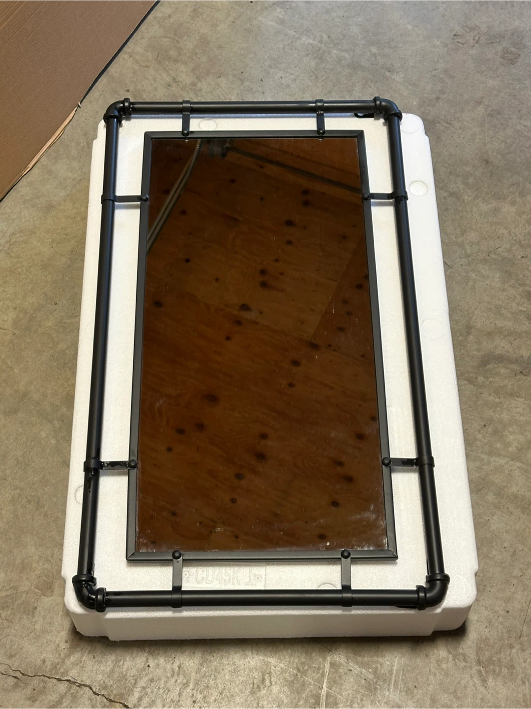 29.1" × 16.7" Industrial Black Metal Pipe Wall Mirror - photo 5