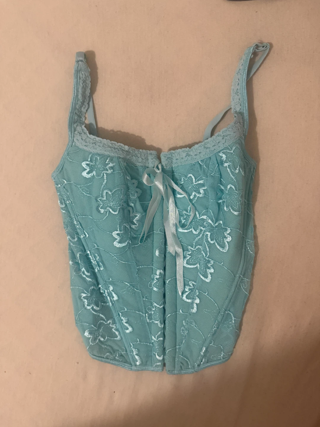Light blue lace corset top