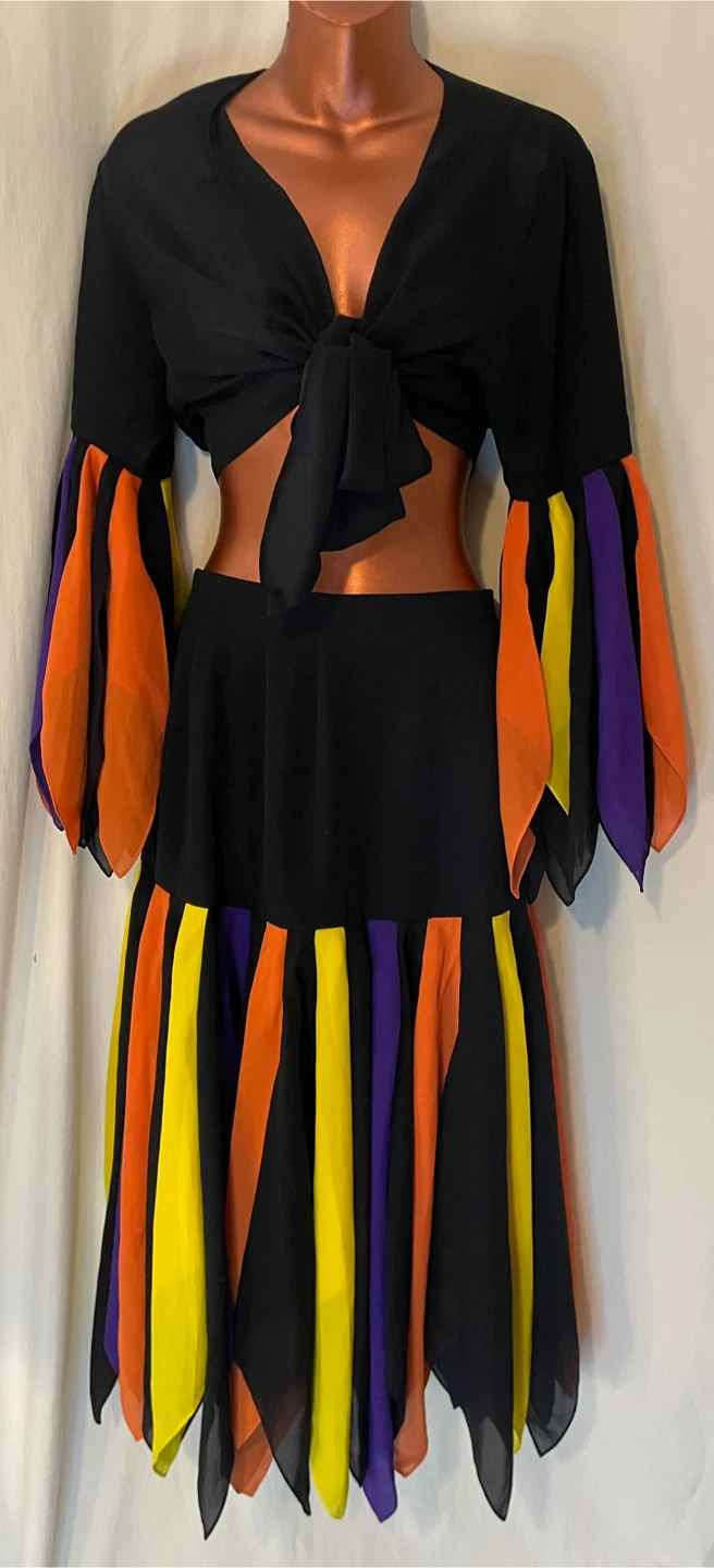 Colorful Two-Piece Skirt Set