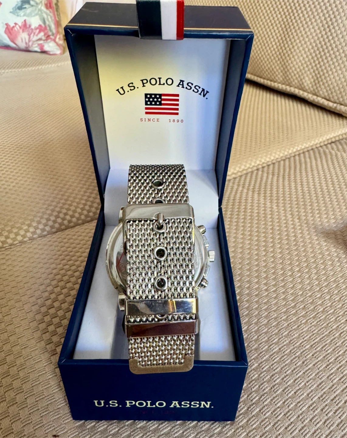US POLO Men’s Analog watch silver matching mesh metal band - photo 2