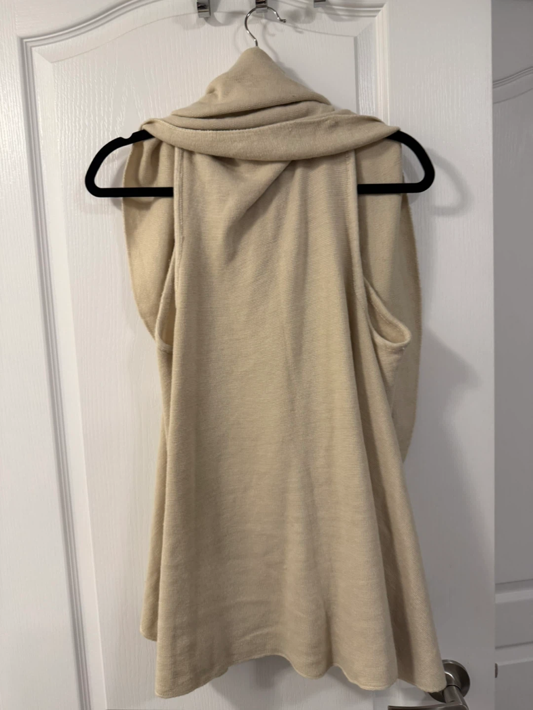Y2K Women’s Look Beige Knit Drape Vest Cardigan Sweater - photo 3