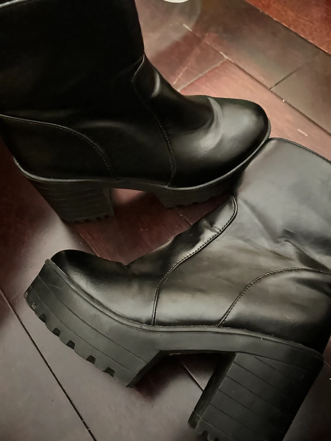 Black platform ankle boots