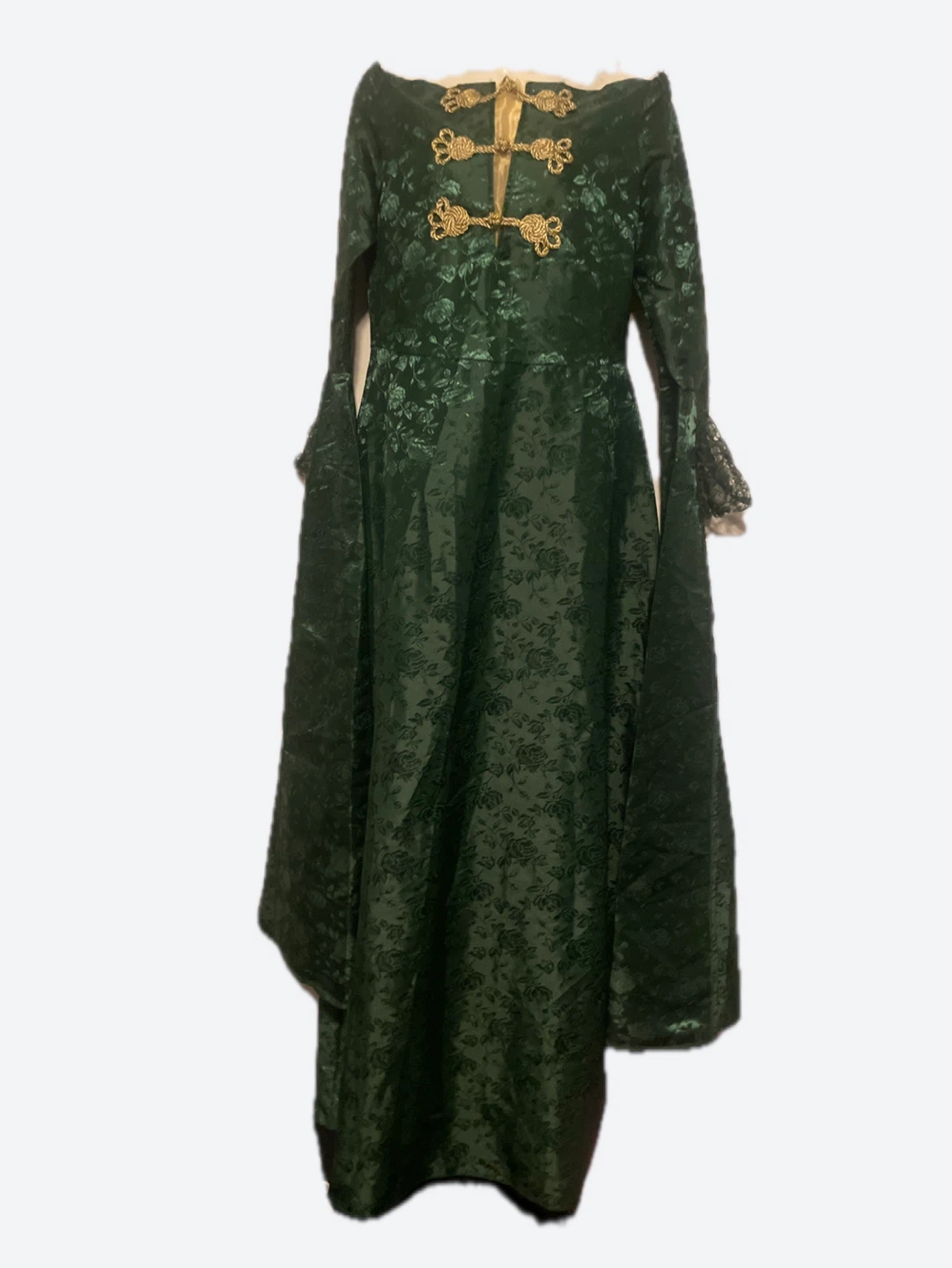 Renaissance Style Green Floral Dress