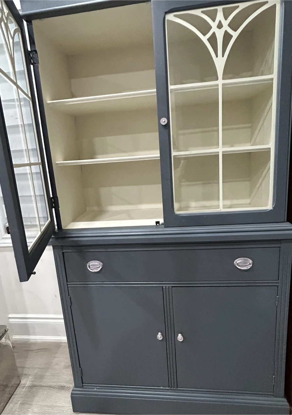Dark Grey Hutch with Glass Doors