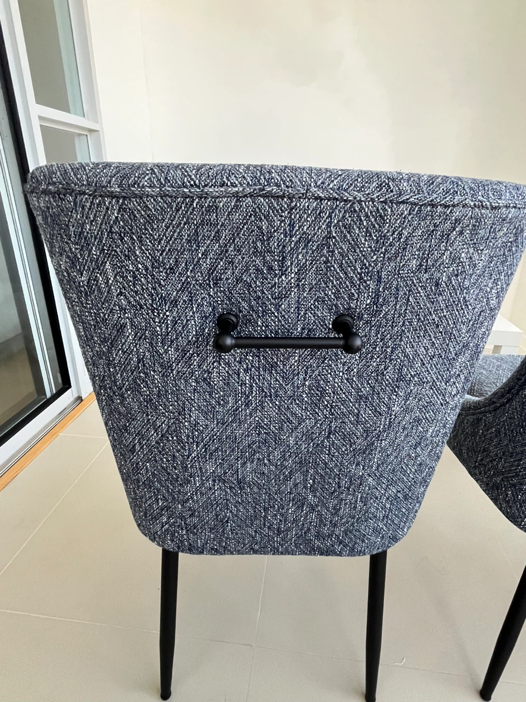 Set of 3 Grey Fabric Dining Chairs - photo 2