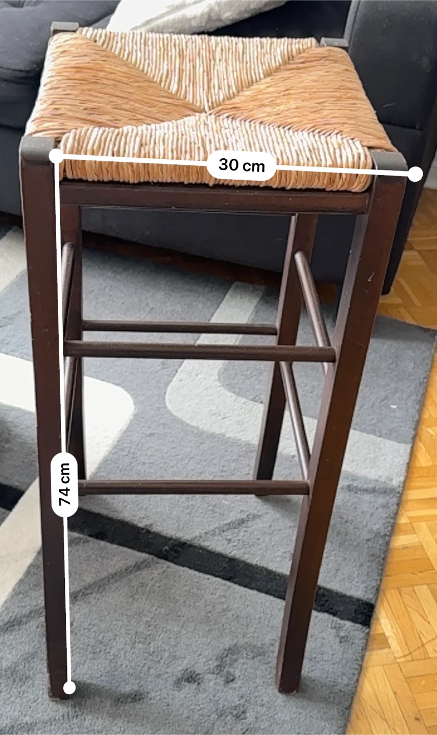 Wooden Bar Stool with Woven Seat - photo 2