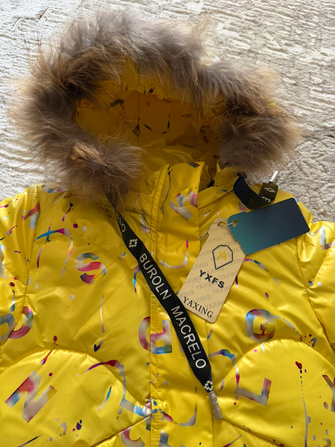 Yaxing Yellow Puffer Jacket with Fur Hood - photo 2
