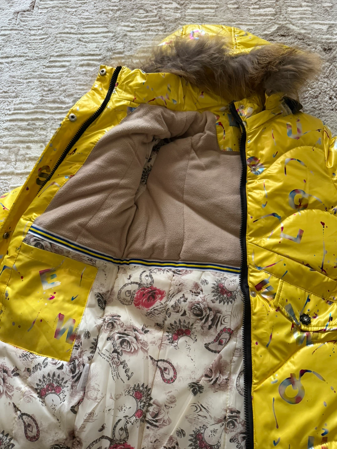 Yaxing Yellow Puffer Jacket with Fur Hood - photo 3