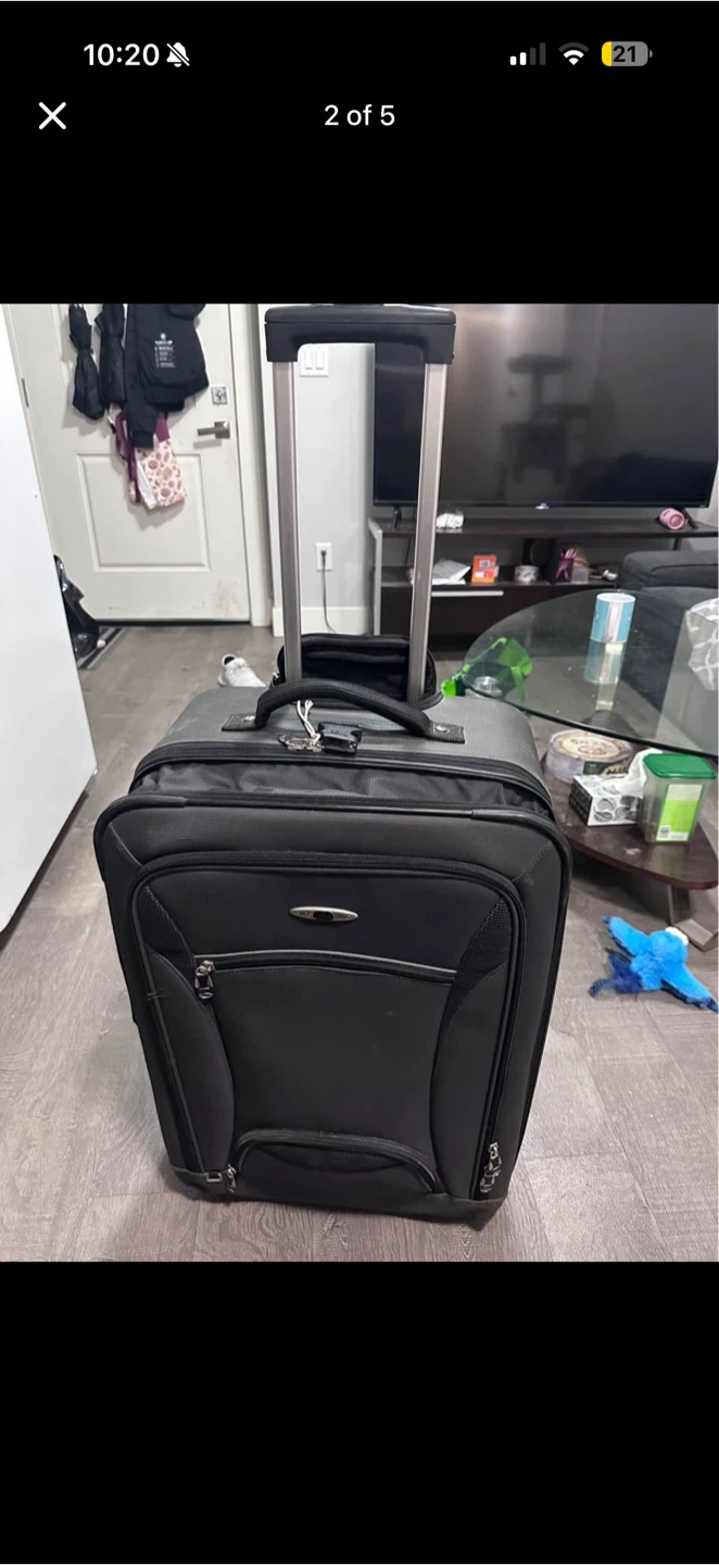 Black Carry-on Rolling Suitcase - photo 2