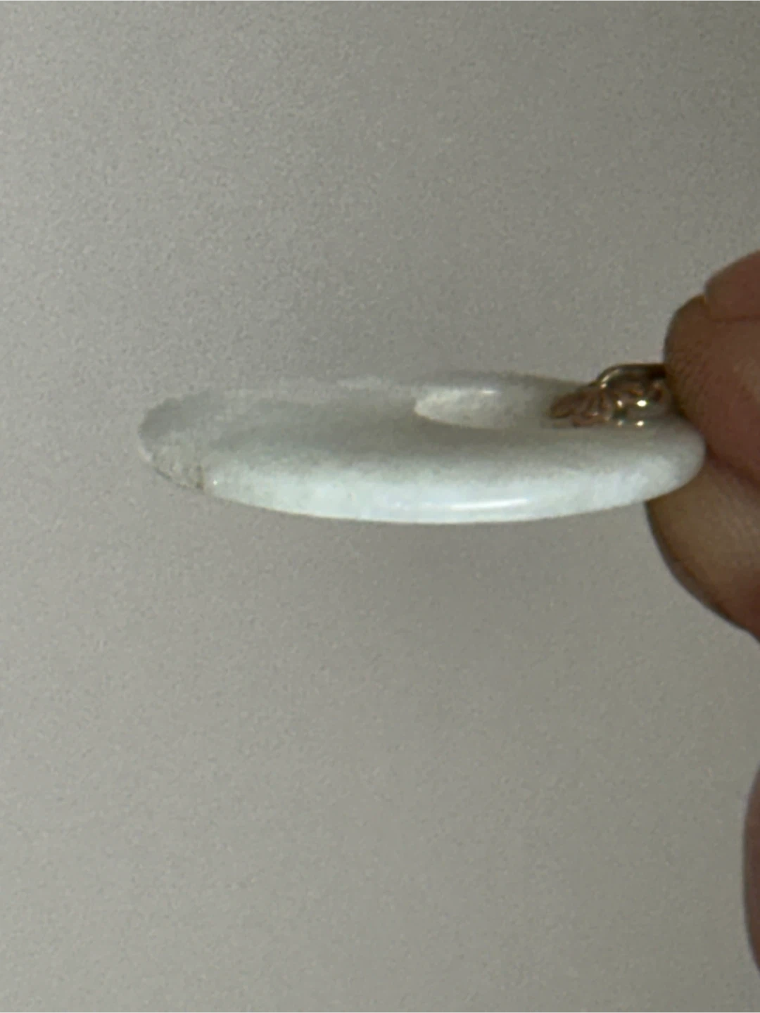 1" Pale Icy Jadeite Ping An Kou Pendant - photo 4