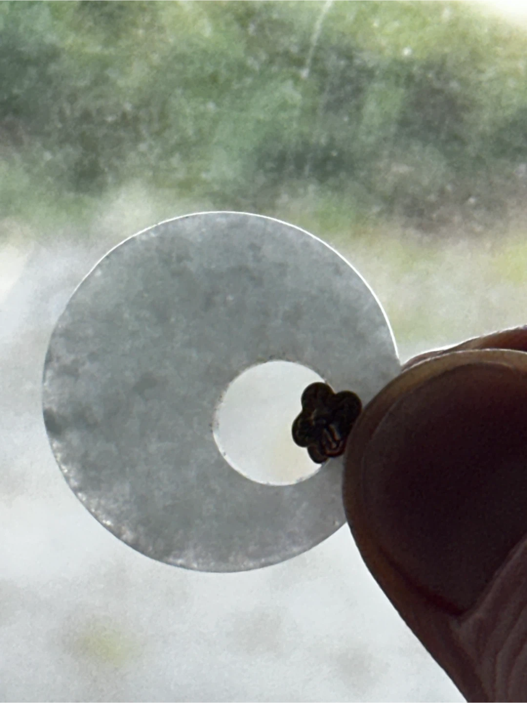 1" Pale Icy Jadeite Ping An Kou Pendant - photo 5