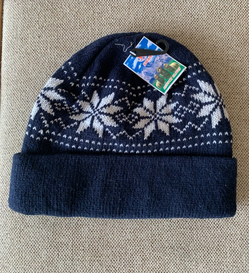 Swan brand navy blue snowflake knit toque