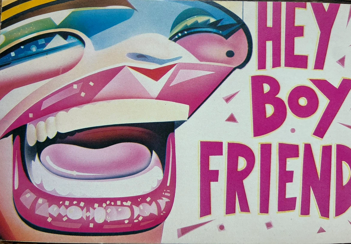 $10 Vintage Hey Boy Friend punk 1980 Pop Art Postcard Risko - photo 4