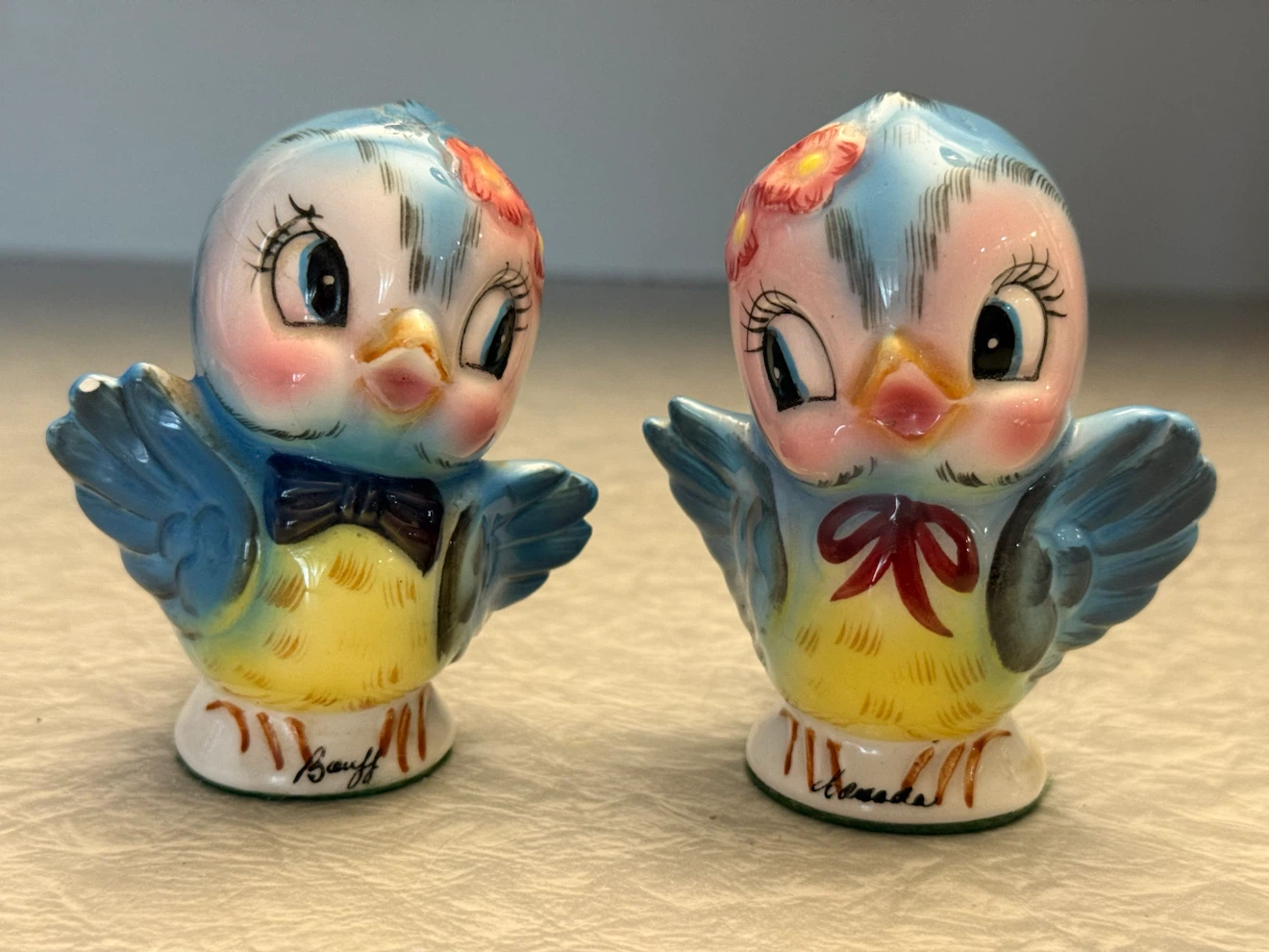 Vintage Blue Bird Salt and Pepper Set