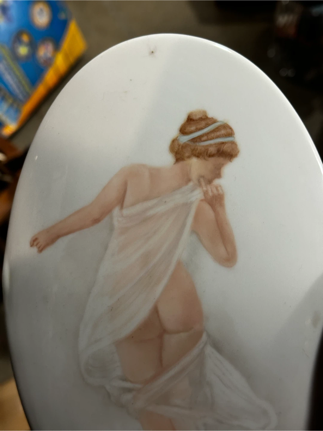Hand Painted Classical Nymph Nude Porcelain Plaque - photo 2
